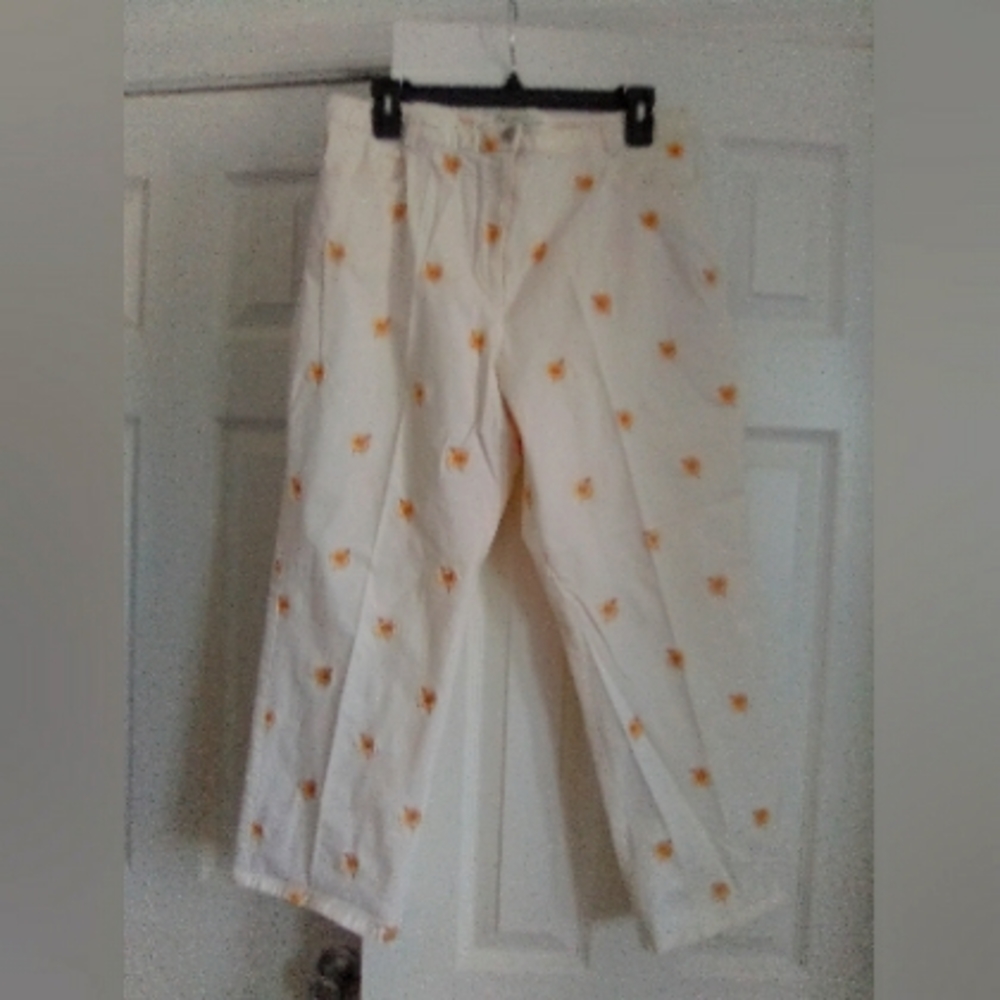 Yellow Flowered Capri Pants